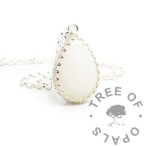 Breastmilk Teardrop Necklace large teardrop necklace breastmilk 25x18mm classic breastmilk no sparkles or colour. teardrop crown point stone setting