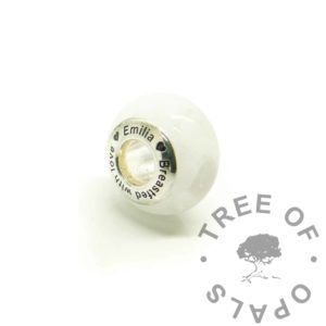 breastmilk bead - engraved breastmilk bead, classic with no colour or sparkle. Engraved with name and breastfeeding message