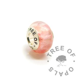 Cremation Ashes Bead pink ashes bead, cremation jewellery with ashes