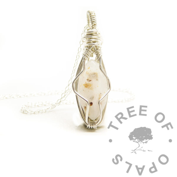 breastmilk cord marquise wire wrapped necklace, resin 20x10mm freeform pendant setting. Solid 925 sterling silver. Keepsake jewelry necklace, birth jewelry memento breastfeeding necklace, classic milk with umbilical cord
