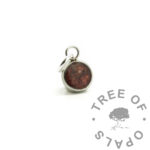 Mockup piece to check colour variation. Dragon's blood red mockup piece, placenta necklace or charm. Baby memorial piece with placenta in stainless steel, pro bono. Alternative to cremation ashes for miscarriage and stillbirth. Made with love