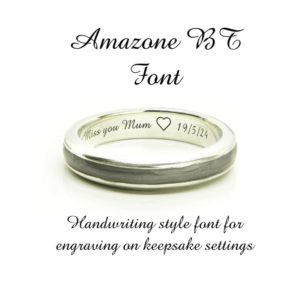 amazone BT font - add text engraving to many resin settings, a handwriting style sans serif text font for text engraving. Laser engraving