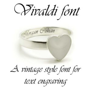 vivaldi font - a vintage style font for text engraving. Laser engraving with serifs