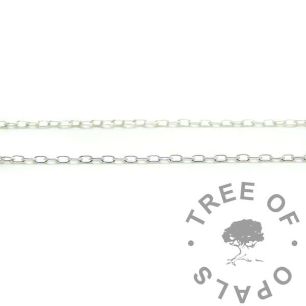 anti-tarnish trace chain 1.6mm, solid Argentium silver 940 purity, purer than 925 sterling silver and more tarnish resistant. Sold loose or in pre-made chains