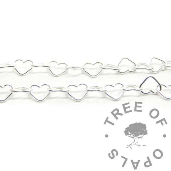 solid silver large heart chain 925 sterling silver recycled ethical silver, gorgeous little hearts for necklaces and permanent jewellery making. Shipped from the UK