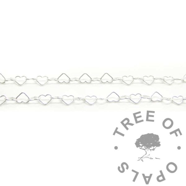 solid silver small heart chain 925 sterling silver recycled ethical silver, gorgeous little hearts for necklaces and permanent jewellery making. Shipped from the UK