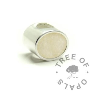 Breastmilk Filled Bead Breastmilk Beads for Resin, unicorn white resin sparkle mix with breastmilk and diamond powder for two year boobie award. Solid sterling silver 925 bead with filling area bead for breastmilk jewellery making and other mementos. Oval bead for Pandora style bracelet large hole bead necklace image mockup
