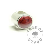 Hair Keepsake Bead White Fur Bead for Resin, dragon's blood red resin sparkle mix with high contrast white fur. Solid sterling silver 925 bead with filling area bead for fur jewellery making and other mementos. Oval bead for Pandora style bracelet large hole bead necklace image mockup