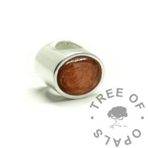 blood bead with dragon's blood red resin sparkle mix, simple oval fillable bead